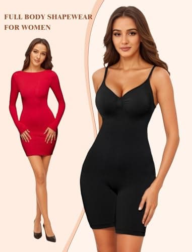 JEKAOYI Women's Shapewear Bodysuit, Mid Thigh Tummy Control Butt Lifter Shaper with Adjustable Straps view 4