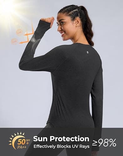 G Gradual Long Sleeve Workout Tops for Women Quick Dry Lightweight Running Athletic Shirts with Zip Pocket Moisture Wicking view 4