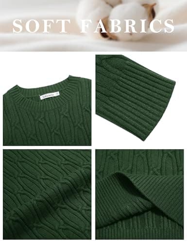 LaGracia Women’s Cable Knit Long Sleeve Sweaters Pullover Crew Neck Fall Winter Sweater Tops view 6
