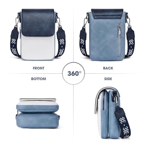 POIUGOYA Small Crossbody Bags for Women Trendy,Leather Triple Compartment Cell Phone Crossbody Wallet Purses with Card Slots | Small, Trendy, Triple Compartment, Cell Phone, with Card Slots, Small view 3