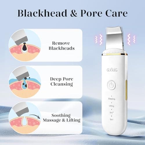 GUGUG Skin Scrubber Spatula Pore Cleaner Blackhead Remover,4 Modes,White view 2