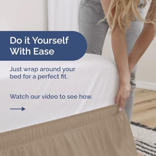 Wrap Around Dust Ruffle Bed Skirt - Cream - for Full Size Beds with 12 Inch Drop - Easy Fit Elastic Strap - Adjustable Pleated Bedskirt w/Brushed Fabric - Wrinkle Free - for Women, Men, Kids & Teens view 4