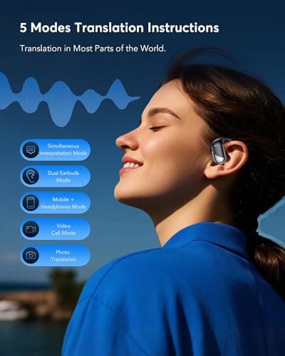 Paekole H7 AI Translation Earbuds: Real-Time 2-Way Language Translator Device, No Subscription Over Ear Translating Headphone(198+ Languages) for Face-to-Face & Travel, Audifonos Traductores - Black view 4