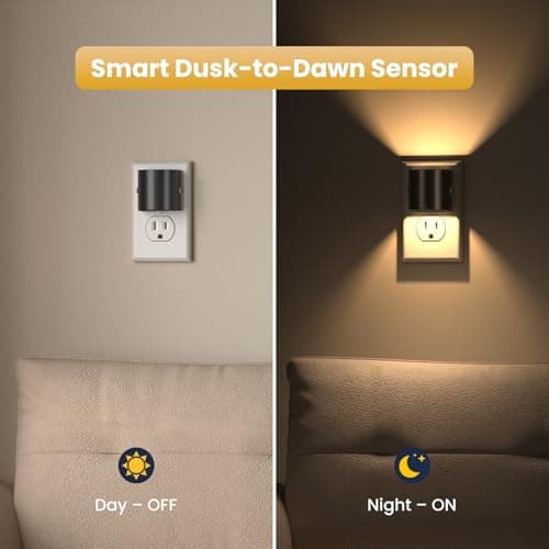 Night Lights Plug into Wall, LED Night Light 2 Pack, Soft Glow Night Lights with Dusk to Dawn Sensor, 3-Level Dimmable Nightlight, Up & Down Lighting Night Lights for Bedroom, Bathroom, Hallway view 4