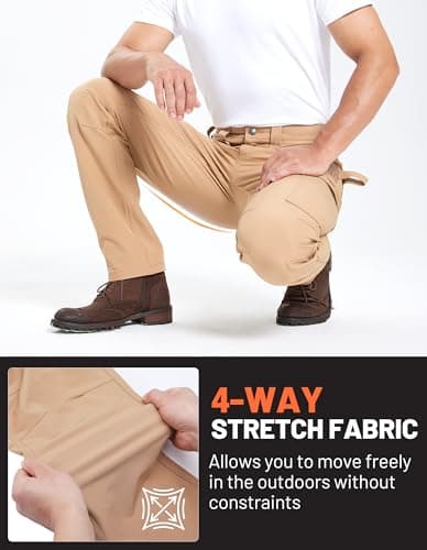 DURAWERK Men's 4-Way Stretch Cargo Pants, Work Pants, Durable Tactical Pants, Lightweight EDC Hiking Pants for Outdoor view 2