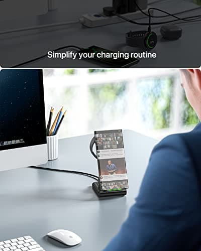 Intoval Wireless Charger,Wireless Charging Station for Samsung Galaxy Phone/Watch/Buds,fit for Galaxy S25/S24/S23/S22,Note20/10/Z Fold/FLI,Watch 8/7/6/5/4/Active 2/1, Buds3/2/Pro/Live(S3,Black) view 2