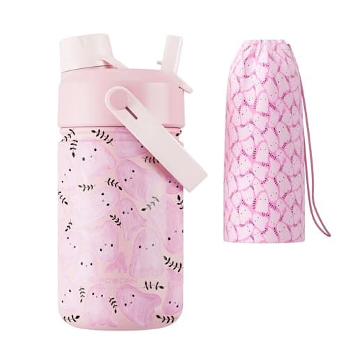 12 oz Kids Insulated Water Bottle: 2-in-1 Straw Spout Lid, Leakproof, BPA-Free, Keep Cold 24H, Fits Car Cupholder, Stainless Steel Cup for Party, School, Holiday, Gift for Girls Daughters (Cotton Boo) — image 1