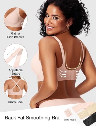 Deep V Wireless Jelly Bras for Women Push Up Bralette Seamless No Underwire Support T-Shirt Comfort Plunge Full Coverage view 3