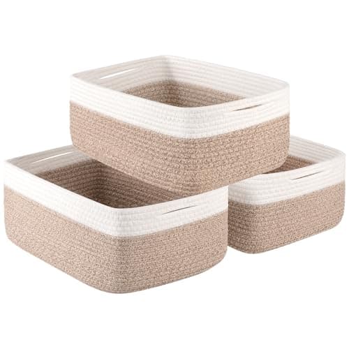 OIASKET Storage Baskets for Organizing 3 Pack, Woven Baskets for Shelves, | Closet Organizer Bins with Handle, Empty Gift Basket, Toy Storage for Toys, Blankets, Towels, Clothes, Books, 15"x11.42"x6.7" — image 1