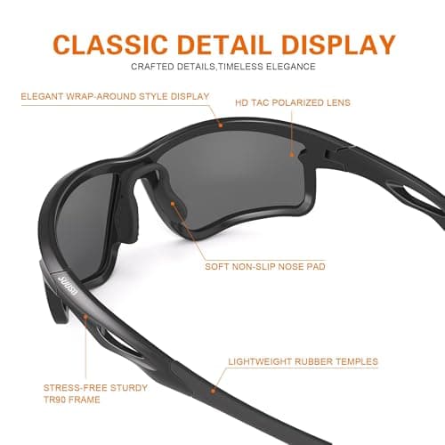suoso Polarized Sports Sunglasses Men: Running Sunglasses Women UV400 Protection Wrap Around Glasses for Fishing Driving TR90 view 5