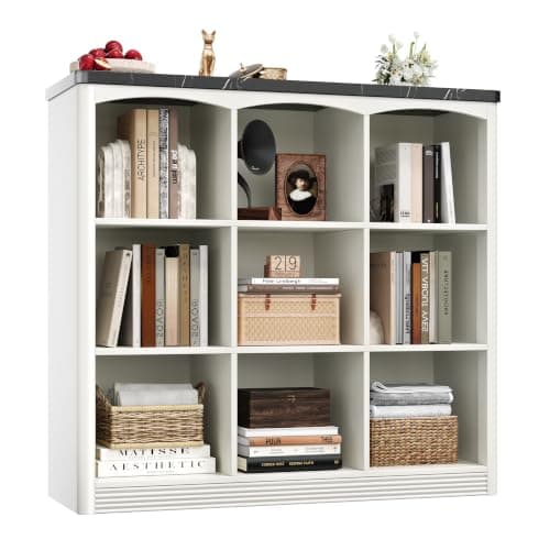 RECHHX White Book Shelf, 9 Cube Storage Organizer, Wooden Bookcase Shelf — image 1