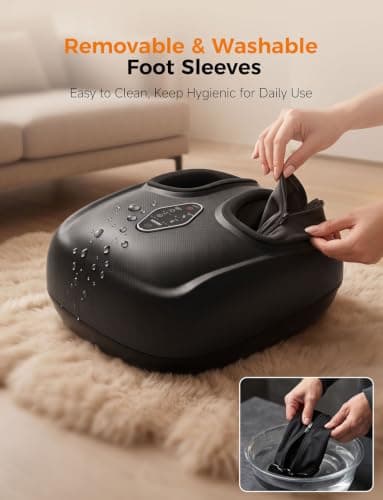 Burrki Foot Massager with Heat, 3-Zone Kneading & 3 Level Dual-Zone Heat | 360° U-Shape Air Compression, 3 Timer Options, Pain Relief for Feet, Gift for Mom Dad view 5