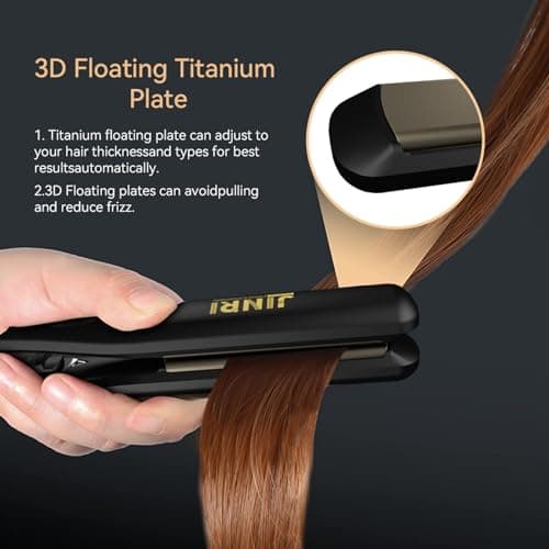 JINRI Hair Straightener, Tourmaline Ionic Flat Iron Hair Straightener & Curls, 360 ° Tail Rotation, 400 ℉, Dual Voltage, 100-240V, with Lock Key for Easy Storage (Black, 0.8 inch) view 5