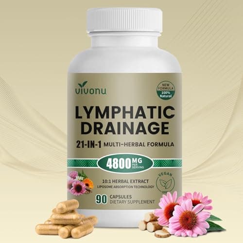 21-in-1 Liposome Lymphatic Drainage Supplements, 45 Day Supply, 4800mg Immune & Lymph System Support, 10:1 Concentrated Technology, Echinacea, Dandelion, Burdock, Bromelain, Calendula, 90 Capsules — image 1