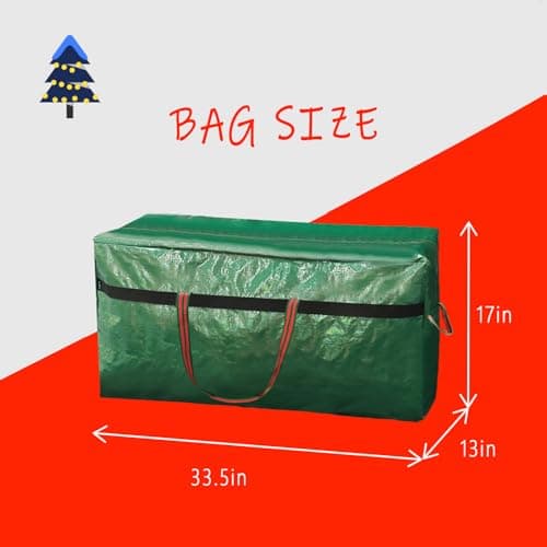WFK 2 Pack 5FT Christmas Tree Storage Bag Waterproof Xmas Tree Bag Green | 2 Pack waterproof 5FT Christmas tree storage bags with zipper and handles for trees, ornaments and holiday decorations view 3