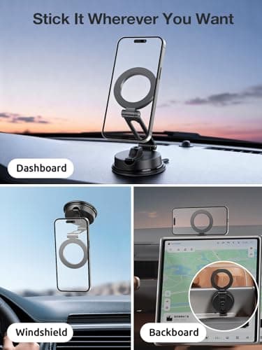 Gorablix Foldable Magnetic Phone Holder for Car, 360°Rotation Cell Phone Car Mount with Strong Stable Suction, Car Phone Holder for MagSafe Compatible with iPhone 17 Pro Max 16 15 14 13 12 Plus view 5