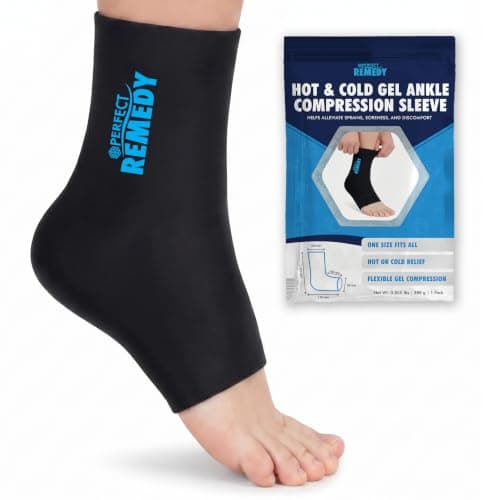 Perfect Remedy Hot & Cold Gel Ankle Ice Pack Wrap, Compression Sleeve for Plantar Fasciitis Relief, Sprained Ankle, Achilles & Surgery Recovery Must Haves – Wearable Foot Ice Pack Wrap for Men & Women — image 1