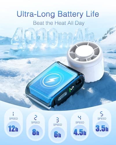 iFunSky Mini Portable Handheld Turbo Fan – Small but Mighty, Whisper-Quiet, Long-Lasting, 5-Speed High-Velocity Rechargeable battery Fan, Personal Fan for Outdoor, Travel, Gifts for Women & Men(White) view 4