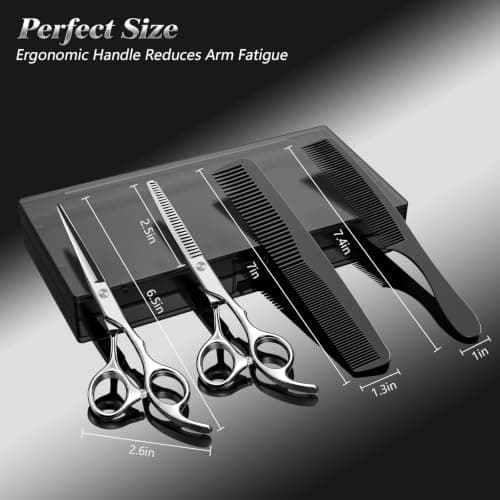Professional Hair Cutting Scissors & Thinning Shears Set with 2 Combs, Screwdriver & Storage Case | 6.5-Inch Premium Stainless Steel Hair Shears, Sharp & Durable for Salon, Hairdressing & Home Use view 4