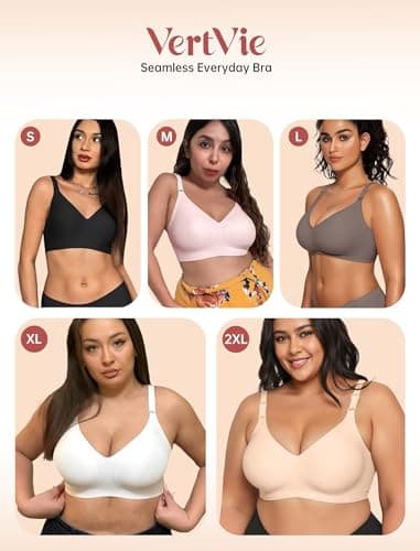 Vertvie Womens Wireless Jelly Bras No Underwire Push Up Seamless Bra Supportive Full Coverage Bralette Regular and Plus Size view 5