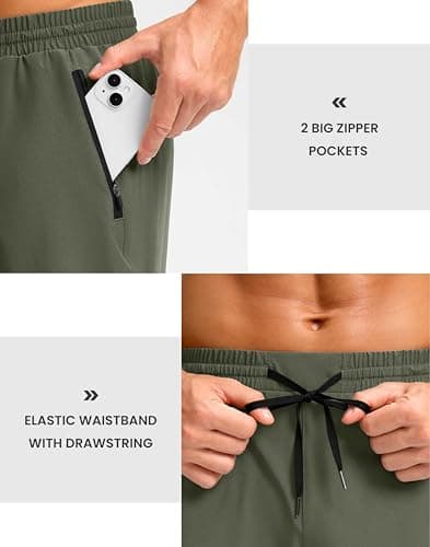 Pudolla Men's Athletic Shorts with Zipper Pockets 5"/7"/9" Lightweight Quick Dry Workout Gym Running Shorts view 5