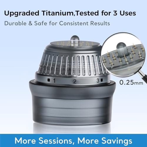 Micro Infusion System for Hair Scalp Care, Titanium Microneedle Derma Stamp with Biotin Peptides Serum, 0.25mm Cosmetic Stamp At-Home Scalp Treatment for Fuller, Thicker-Looking Hair view 2