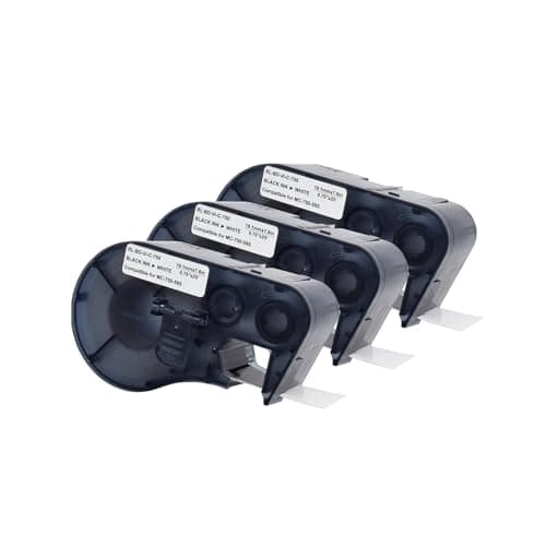 M21-750-595 Vinyl Label Tape with Chip - M210 Labels Compatible with BMP21 Plus BMP21 Lab Printer, Black On White, High Adhesion, High & Low Temperature Resistantance — image 1