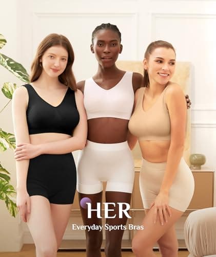 YADIFEN Womens Sports Bras, 3/4/6 Pack Wireless Comfortable Seamless Sleep Yoga Sports Bras for Women with Removable Pads view 2