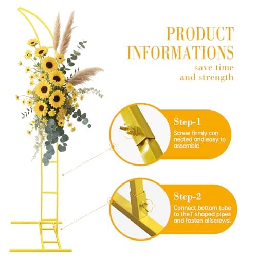 2pcs Curved Wedding Arch Backdrop Stand for Wedding Decor,Metal Balloon Arch for Wedding Ceremony,Bridal Shower,Baby Shower,Engagement Party,Celebration,Garden Climbing Plants Vines 7.8&5.9 FT view 4