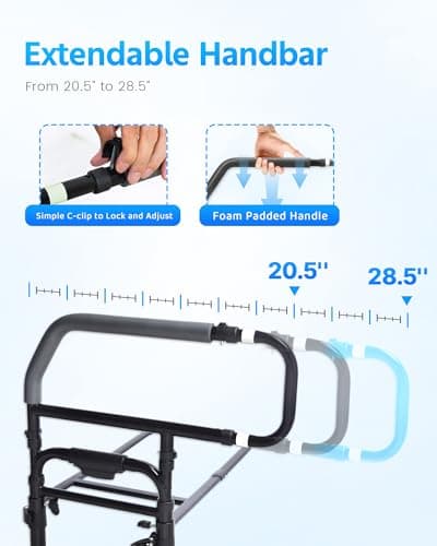 Bed Rail for Elderly Adults Safety – Adjustable Bed Assist Rail for Seniors, Post Surgery Recovery & Fall Prevention, Fits Thick Mattresses, Retractable Height Adjustment, Supports Up to 300 lbs view 5
