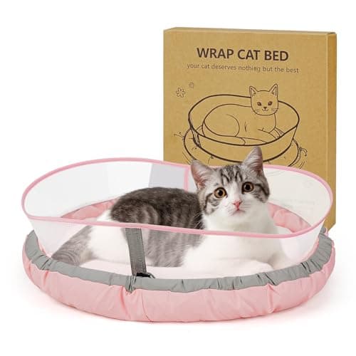 Cat Beds for Indoor Cats, Round Dog Bed for Small Dogs, Puppy, Kitten -Soft Plush Washable Cat Bed Calming with Protective Shield (Pink，18 Inches) — image 1