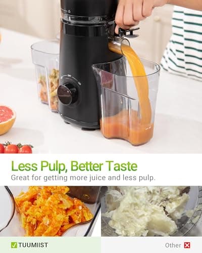 TUUMIIST Juicer Machines, Cold Press Juicer with 5.3" Extra Large Feed Chute Fit Whole Fruits & Vegetables Easy to Clean, High Juice Yield, BPA Free (Black) view 5