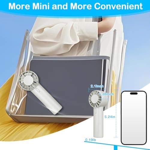 Portable Mini Turbo Handheld Fan, Pocket USB Rechargeable fan with 3-Speed Super Strong Wind Adjustable, Personal Travel Summer Cooling Eyelash Fan Gifts for Girls Boys Men Women- Indoor Outdoor view 4