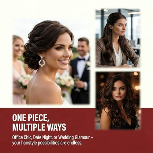 5 Clip in Hair Extensions Synthetic Thick Curly Wavy Hairpieces for Women 18 Inch Natural Looking 3/4 Full Head Clip on Hair Extensions Dark Brown view 4