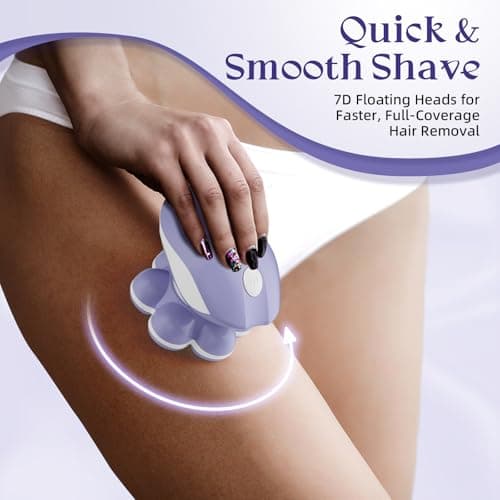Bartrimber 7D Electric Razors for Women Legs, Smooth Electric Body Shaver | 360° Wide-Area Silky-Smooth Shaver Heads, 5 Min Fast & Close Body Shaving, Waterproof Wet & Dry Use, Light & Travel Cap, Plum view 3
