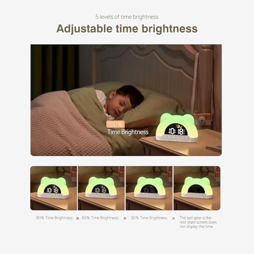 Outetrails LED Alarm Clock,Digital Alarm Clock for Girls and Boys, Little Bear Alarm Clock for Gift, 11 RGB Color Night Light and 13 Relaxing Music, Snooze, Brightness and Volume Adjustable view 5