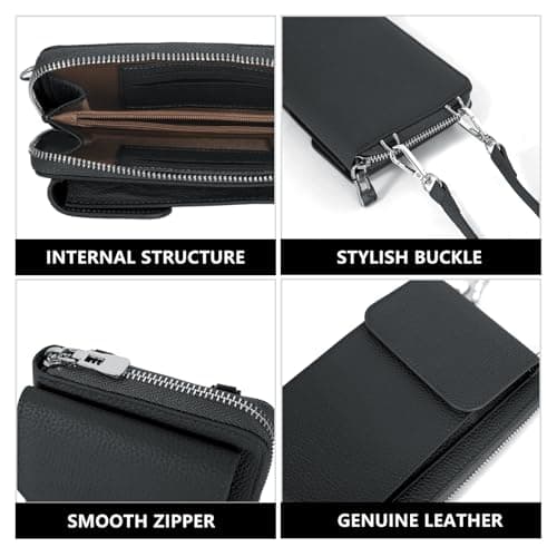 Women's Small Genuine Leather Crossbody Phone Purse and Wallet with Adjustable Strap, Fits cell phone up to 6.1 Inch view 4