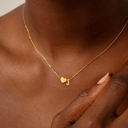 JNZSSWHJJH Heart Initial Necklaces for Women Girls, 18K Gold Plated A-Z Initial Necklace Tiny Heart Necklace Dainty Gold Initial Necklaces for Women Trendy Jewelry Gifts for Teen Girls view 2