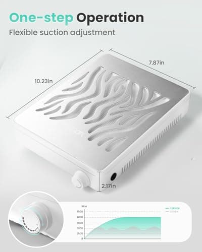 Nail Dust Collector-4000RPM Professional Nail Vacuum Dust Collector with Reusable Filter, 608Pa Nail Fan Dust Collector, Dual Voltage view 6