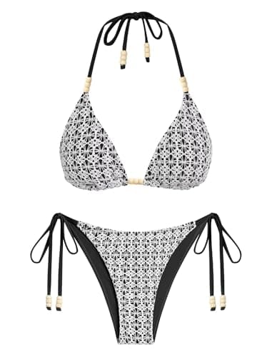 ZAFUL Bikini Sets for Women Bikini Swimsuits Two Piece Bathing Suit High Cut Cheeky Bikinis Halter Triangle String Swimwear — image 1