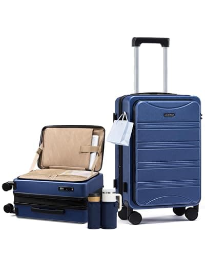 LOVEVOOK Carry On Luggage Airline Approved,20 Inch Expandable Hard Shell Suitcase with Spinner Wheels,Small Rolling Carry-on Suitcases with TSA Lock & Cup Holder — image 1
