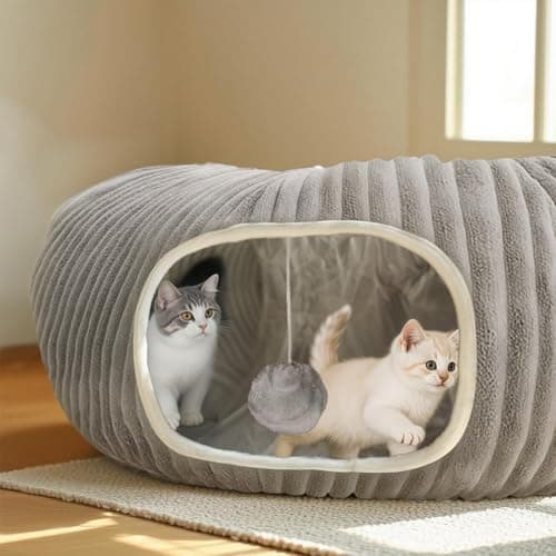 Catails Cat Tunnel Bed with 31 Pcs Interactive Cat Toys, Automatic Cat Toys for Indoor Cats Kittens, Cat Tube with Moving Ball, Grey view 4