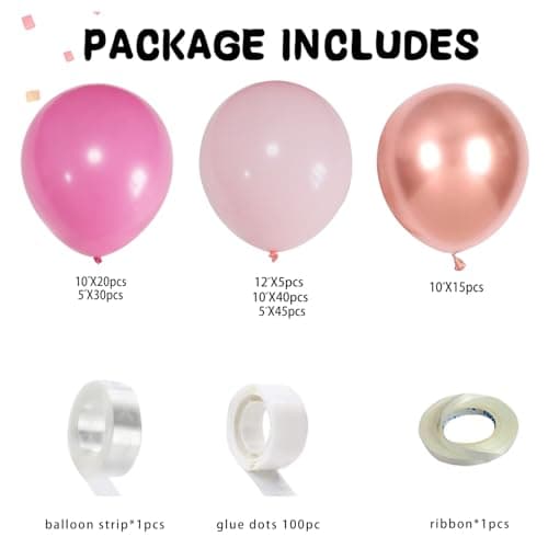 Valentines Day Decorations 155Pcs Rose Red Macaroon Pink Metallic Chrome Gold Latex Balloon Garland Arch Kit for Birthday Anniversary Wedding Romantic Bridal Shower Galentines Day Decor view 2