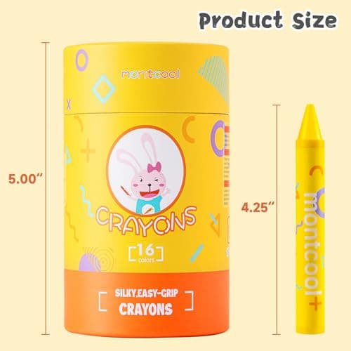 montcool 2 Pack Jumbo Crayons Set (32 Pieces, 16 Colors), Washable Non Toxic Easy to Hold Large Crayons view 2