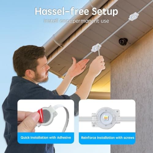 Bensack 300 FT Permanent Outdoor Lights RGB+IC Eaves lamp for Christmas | RGB+IC Smart LED Eaves Lights,IP67 Waterproof Outdoor Led Lights for House Roof, Christmas, Halloween, Holiday, Party Decor view 2