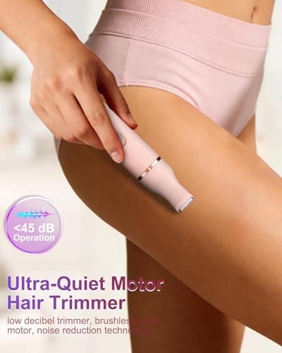 Bikini Trimmer for Women, 2-in-1 Electric Razors Shaver for Bikini Legs Pubic Hair,Rechargeable Ladies Bikini Hair Trimmer Removal with Snap-in Ceramic Blades IP7X Washable Head,Wet and Dry Use,Peach view 4
