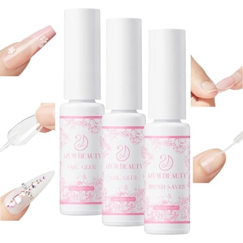 AZUREBEAUTY 30ml Nail Glue, 5 in One for Strong Nail Tips,Press On Nails and Repairs Natural Nails, Bond for Acrylic Nails, No UV Lamp Needed