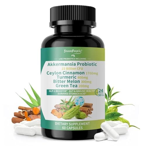 GREENPEOPLE Akkermansia Probiotics 15B CFU for Gut Function, 60CT Probiotics Supplement with Ceylon Cinnamon, Turmeric | Digestive Health & Metabolic Support | Women & Man | Vegan & Gluten Free — image 1