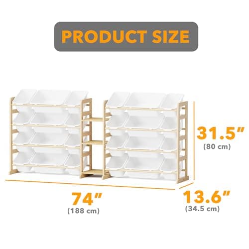 SpaceAid Large Toy Storage Organizer with 24 Bins and 3 Shelves, Toy Organizers Storage Bookshelf, Kids Bin Shelf Box Bookcase for Bedroom Playroom Organization Room Decor, White view 2