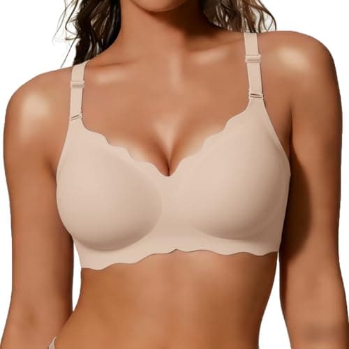 COCOMARTS Jelly Bras for Women No Underwire Scalloped Push Up Wireless Bralettes Seamless Soft Comfort Everyday Tshirt Bra Nude Small